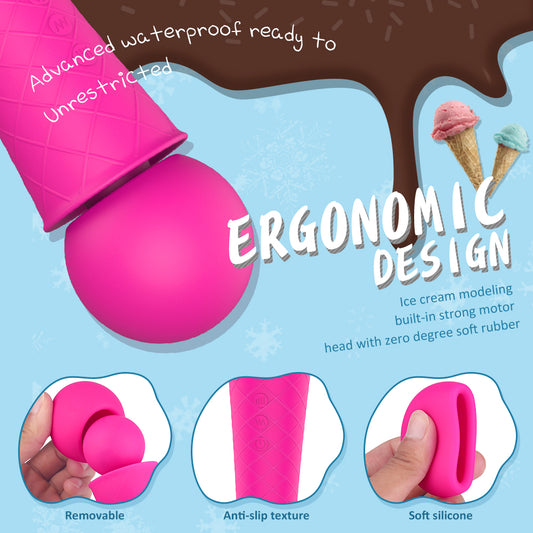 MOLY Ergonomic Design Massage Wand Soft Removable Medical Silicone*Rose