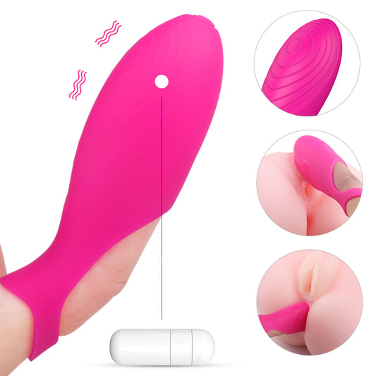 VICKY Textured Silicone Finger Vibrator*Rose