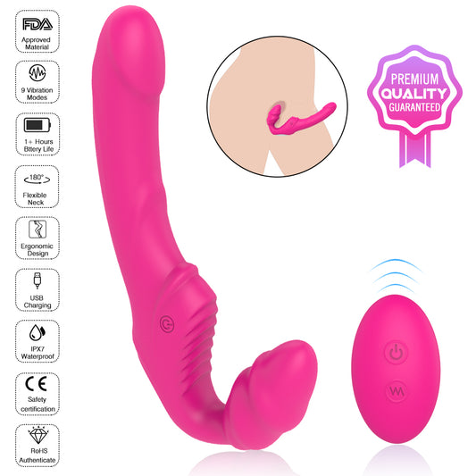 NANA Remote Controlled Love Rider Strapless Strap-On Dildo Vibrator*Rose