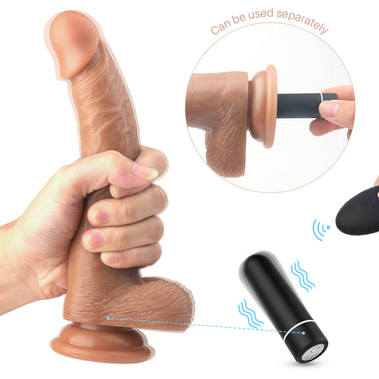 TANK Remoted Controlled Silicone Curved Dildo Vibrating 2 in 1 Dual Density Vibrator