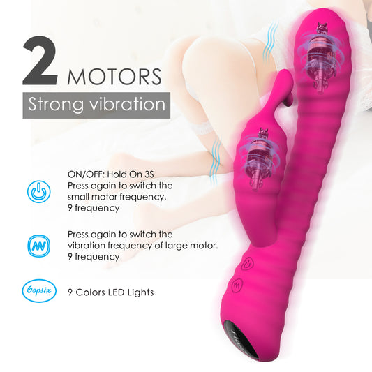MOONLIGHT Thrusting Rabbit Vibrator with LED Light*Rose