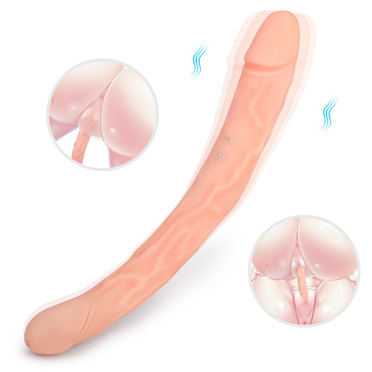 Three King Bendable G-Spot Vibrator Double-Ended Strap-On Curved Dildo*Nude