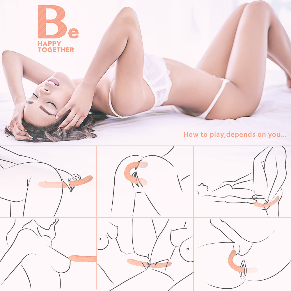 Three King Bendable G-Spot Vibrator Double-Ended Strap-On Curved Dildo*Nude