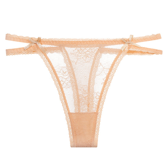 TARA Nude Thin Strap Lace Satin Panties*Size M
