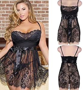 Black Lace Plus Size Costume Sleepwear Babydoll