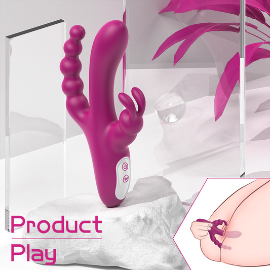 JOKER Three Point Rechargeable Rabbit Vibrator*Burgendy