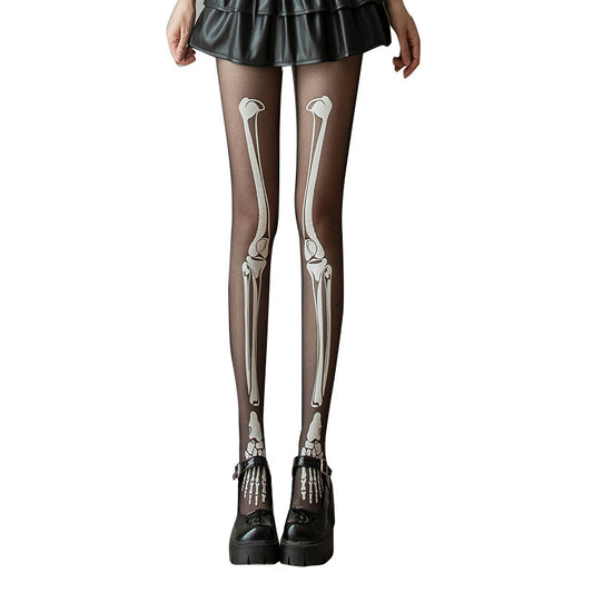 Glow In The Dark Skeleton Fishnet Pantyhose
