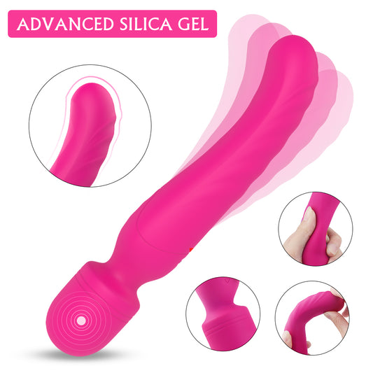 Iris G Spot Clitoral Warming Dual Motor Wand Vibrator - Rose