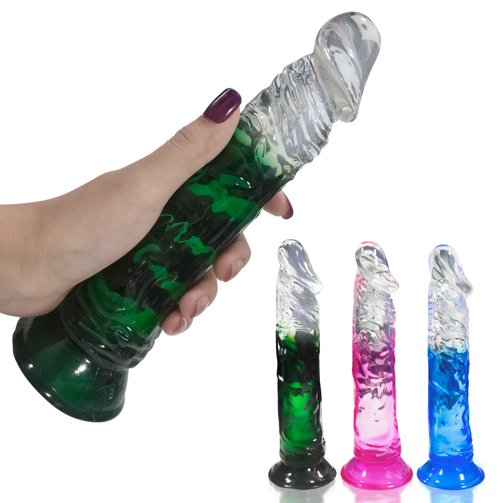 Wayne Gradient Realistic Dildo with Suction Cup 7.3 Inch - Green