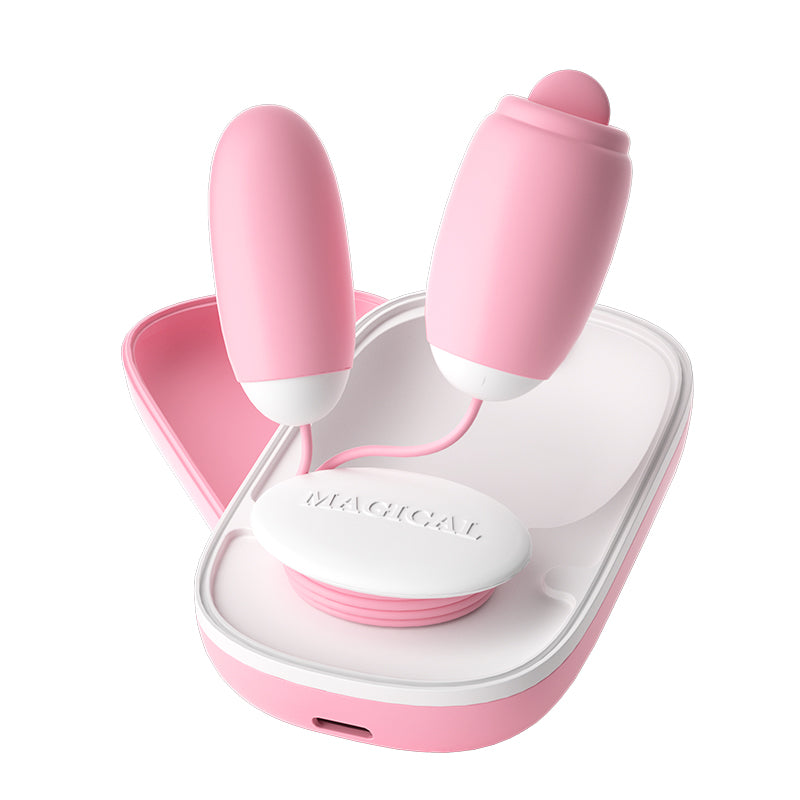 MAGIC BOX Dual Motor Double Suction Egg Vibrator*Pink