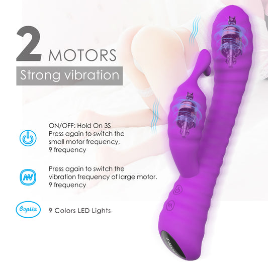 MOONLIGHT Thrusting Rabbit Vibrator with LED Light*Purple