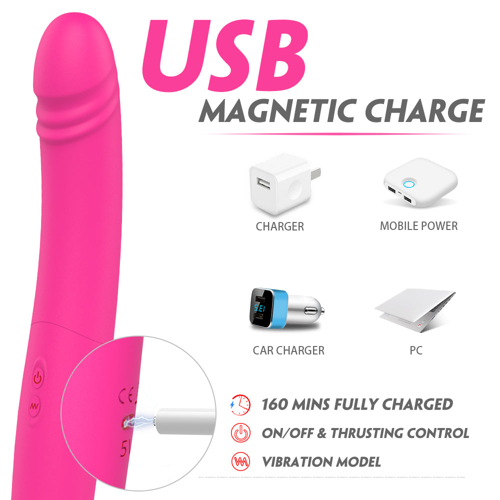 BARNETT Remote Control Dual Dildo Thrusting Couple's Vibrator*Rose