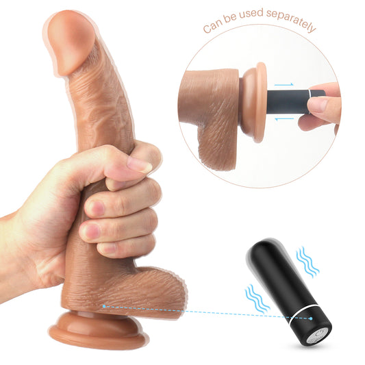 CROODS 6.7 Inch Silicone Vibrating 2 in 1 Dual Density Vibrator Curved Dildo