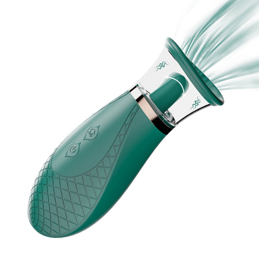 HONEY Vibrating Pussy Pump and Tongue Licking Suction Vibrator*Green