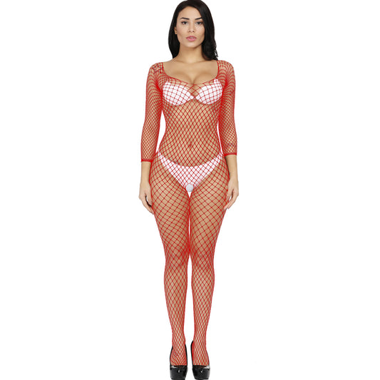 ROLAND Fishnet Crotchless Baby Bodystocking*Red