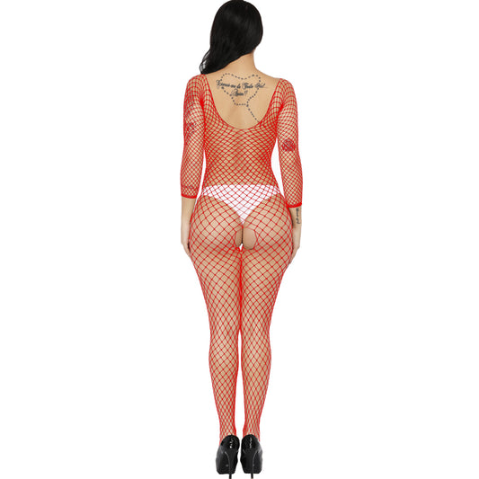 ROLAND Fishnet Crotchless Baby Bodystocking*Red