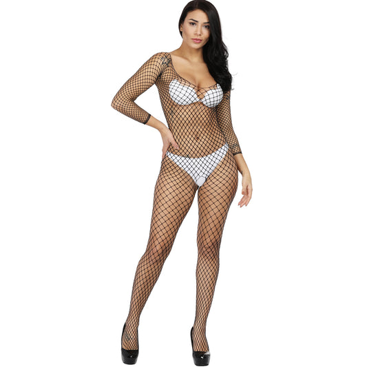 NIGHTY Suspended Lace Crothless Bodystocking*Black