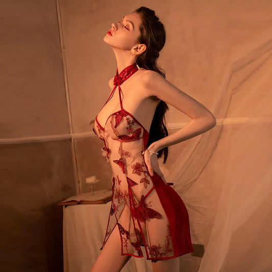 Antique Cheongsam Chinese Style Butterfly Embroidery Sexy Lingerie