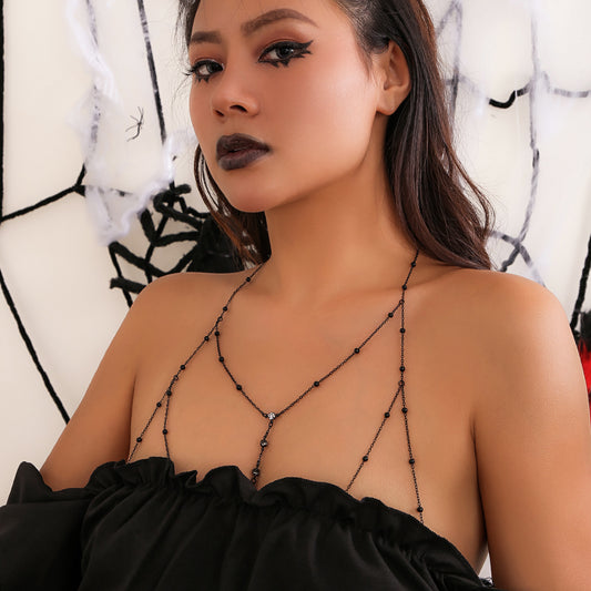 Rhinestone Black Bras Chain Lingerie Jewelry Party Dress