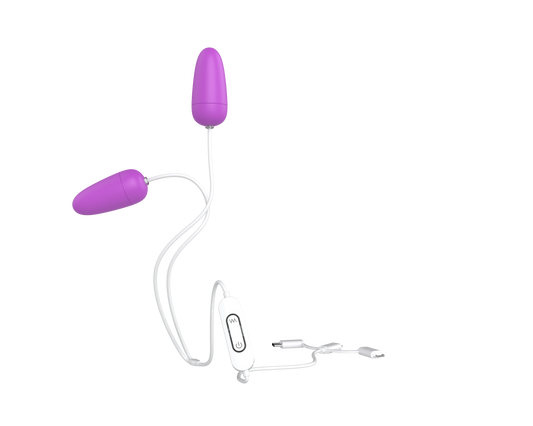 PINECONE USB Vibrating Jump Double Love Eggs Powerful Vibration*Purple
