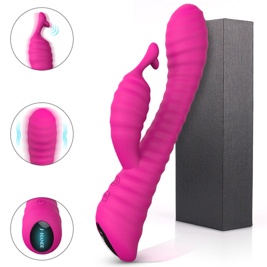 MOONLIGHT Thrusting Rabbit Vibrator with LED Light*Rose