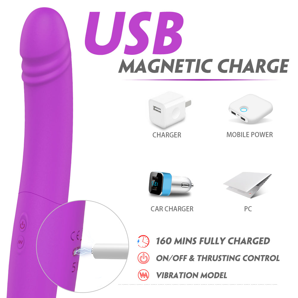 BARNETT Remote Control Dual Dildo Thrusting Couple's Vibrator*Purple