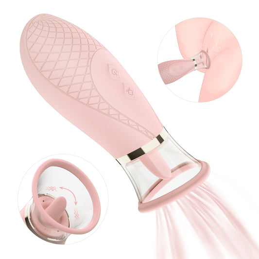 HONEY Vibrating Pussy Pump and Tongue Licking Suction Vibrator*Pink