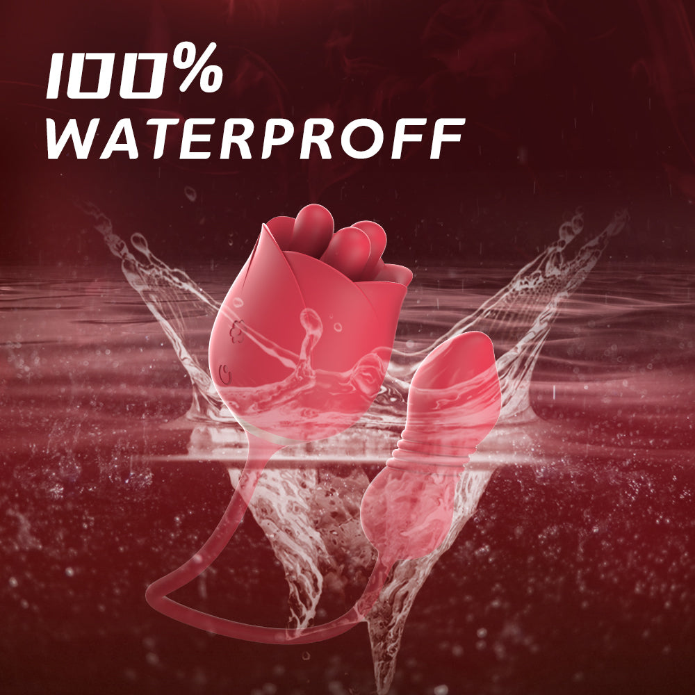 FATE 3 in 1 Clitoral Stimulator Tongue Licking Thrusting G Spot Egg Vibrator*Rose