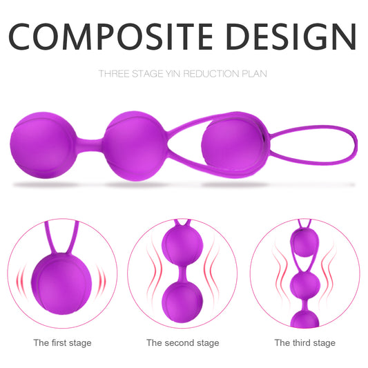 LOVER Kegel Strength Exercise Silicone Jiggle Ball Set*Purple