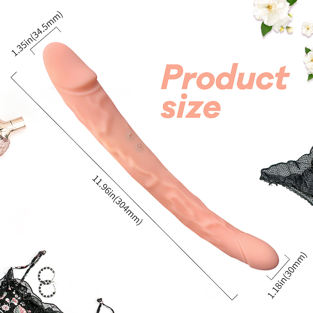 Three King Bendable G-Spot Vibrator Double-Ended Strap-On Curved Dildo*Nude