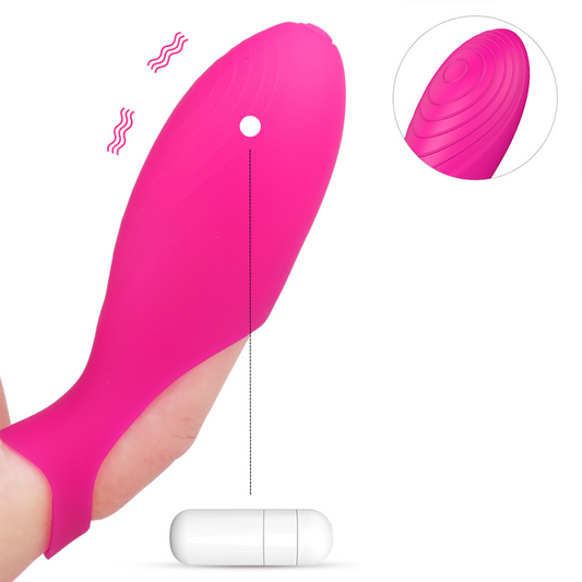 VICKY Textured Silicone Finger Vibrator*Rose