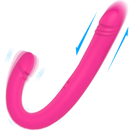 BARNETT Remote Control Dual Dildo Thrusting Couple's Vibrator*Rose