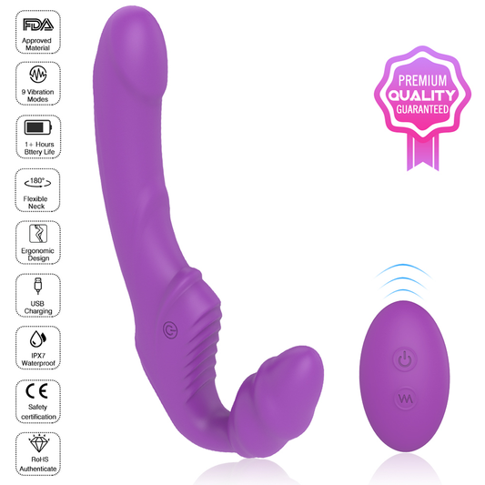 NANA Remote Controlled Love Rider Strapless Strap-On Dildo Vibrator*Purple
