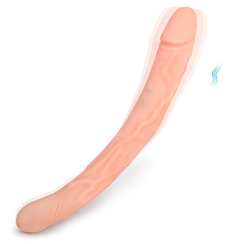 Three King Bendable G-Spot Vibrator Double-Ended Strap-On Curved Dildo*Nude