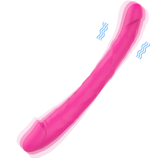 Three King Bendable G-Spot Vibrator Double-Ended Strap-On Dildo*Rose