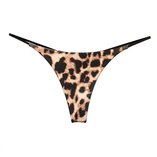 Leopard Seamless Low Rise Metal Buckle G-String Panty*Size S