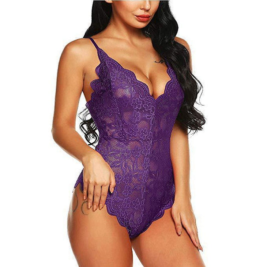 Plus Size Sexy Eyelash Lace One Piece Teddy Outfits*Size S