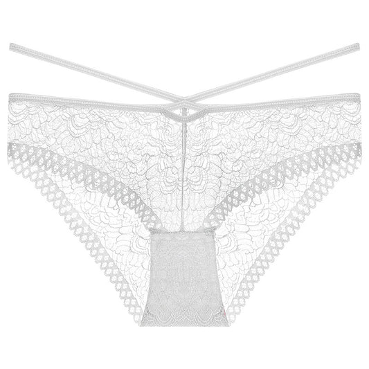 MAYA White See-through Lace Cross Strap High Elasticity Underwear*Size S