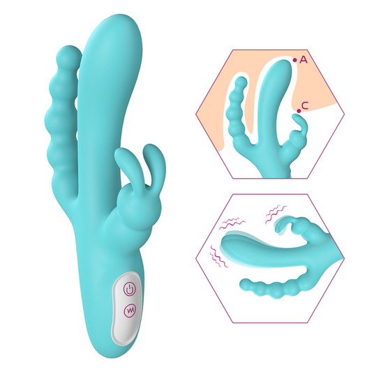 JOKER Three Point Rechargeable Rabbit Vibrator*Tiffany Blue
