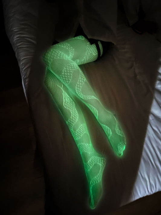 Glow In The Dark Snake Fishnet Pantyhose