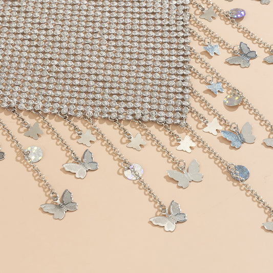 Platinum Shiny Butterfly Rhinestone Panty