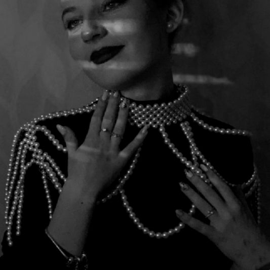 Pearl Bra Shoulder Chain Shawl Necklace 