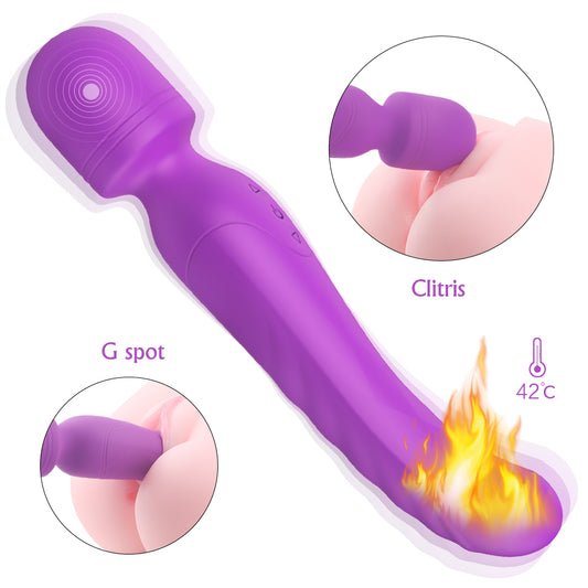 Iris G Spot Clitoral Warming Dual Motor Wand Vibrator - Purple