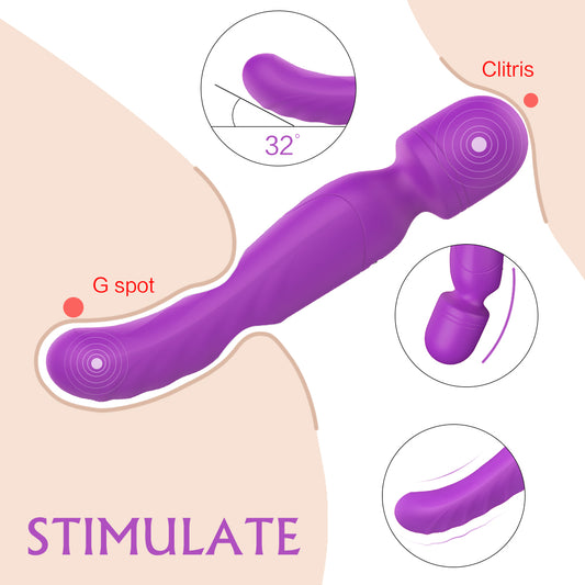 Iris G Spot Clitoral Warming Dual Motor Wand Vibrator - Purple