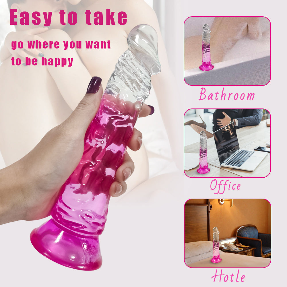 Wayne Gradient Realistic Dildo with Suction Cup 7.3 Inch - Pink