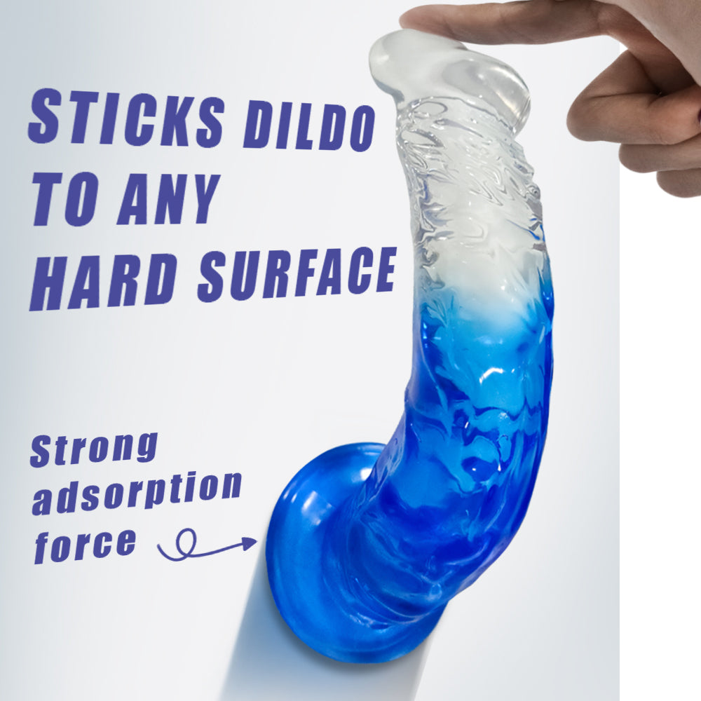 Wayne Gradient Realistic Dildo with Suction Cup 7.3 Inch - Blue