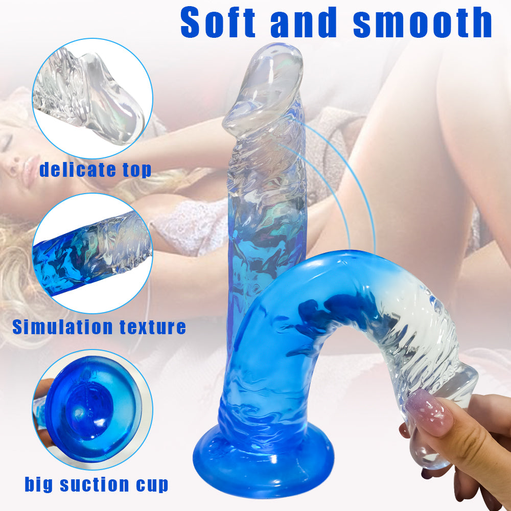 Wayne Gradient Realistic Dildo with Suction Cup 7.3 Inch - Blue
