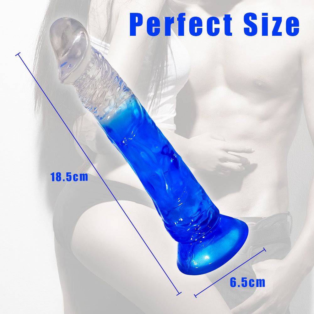 Wayne Gradient Realistic Dildo with Suction Cup 7.3 Inch - Blue