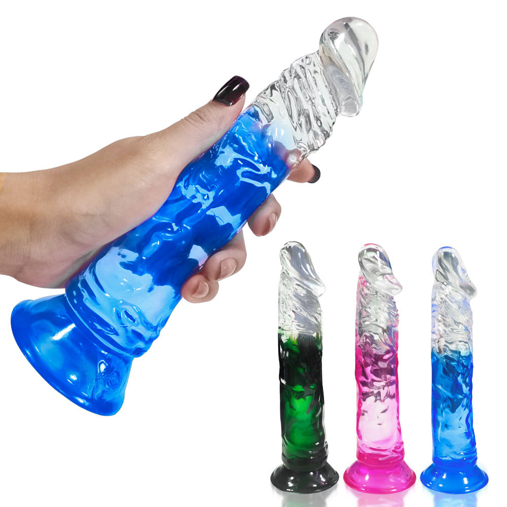 Wayne Gradient Realistic Dildo with Suction Cup 7.3 Inch - Blue