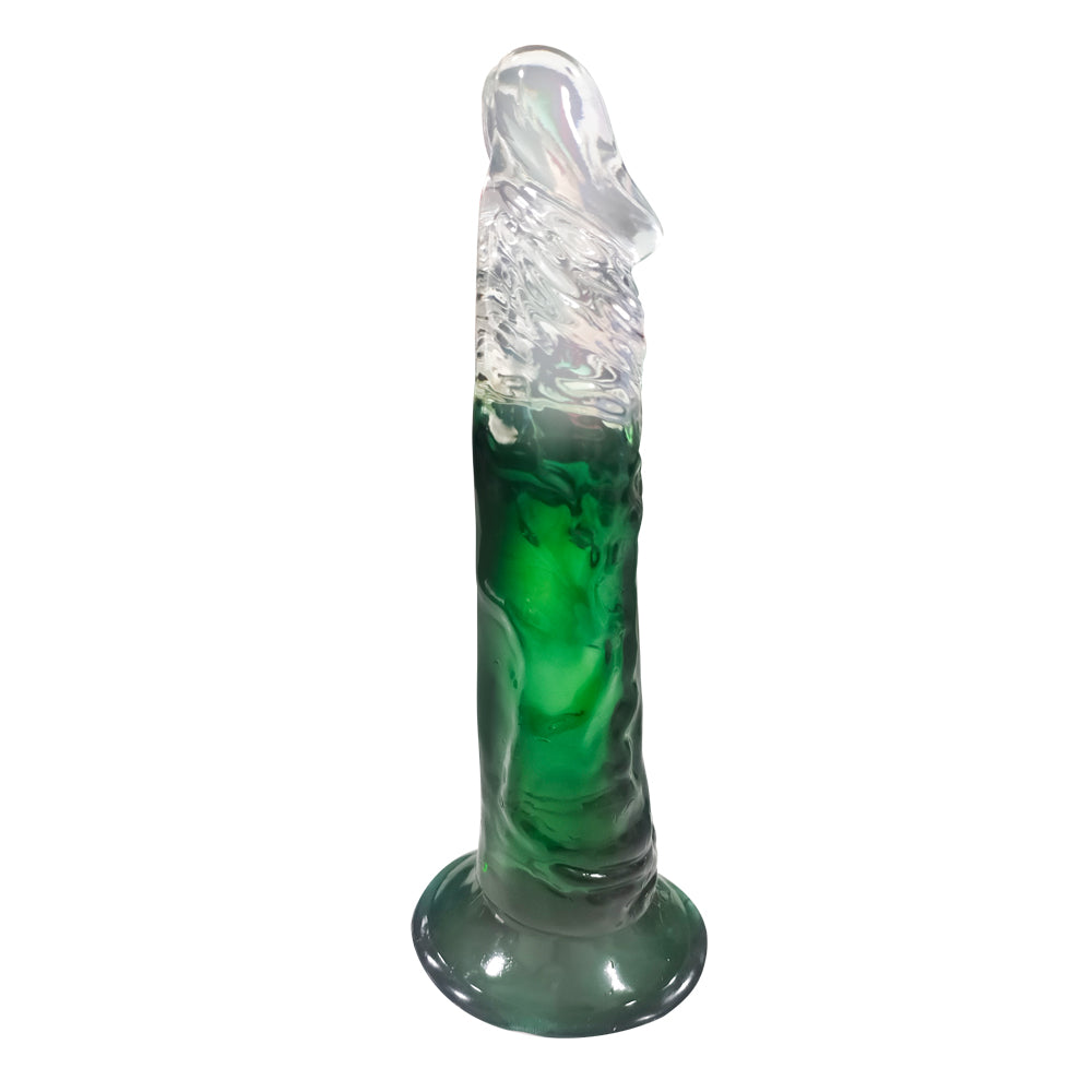 Wayne Gradient Realistic Dildo with Suction Cup 7.3 Inch - Green